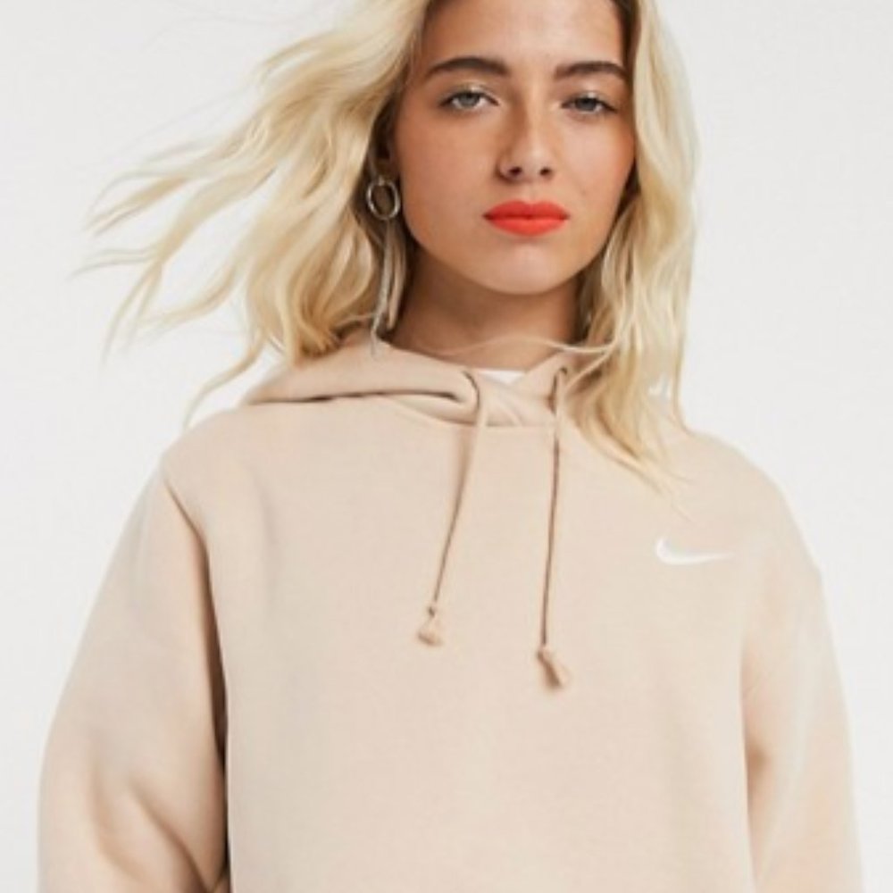 NIKE MINI SWOOSH OVERSIZED LIGHT BEIGE HOODIE